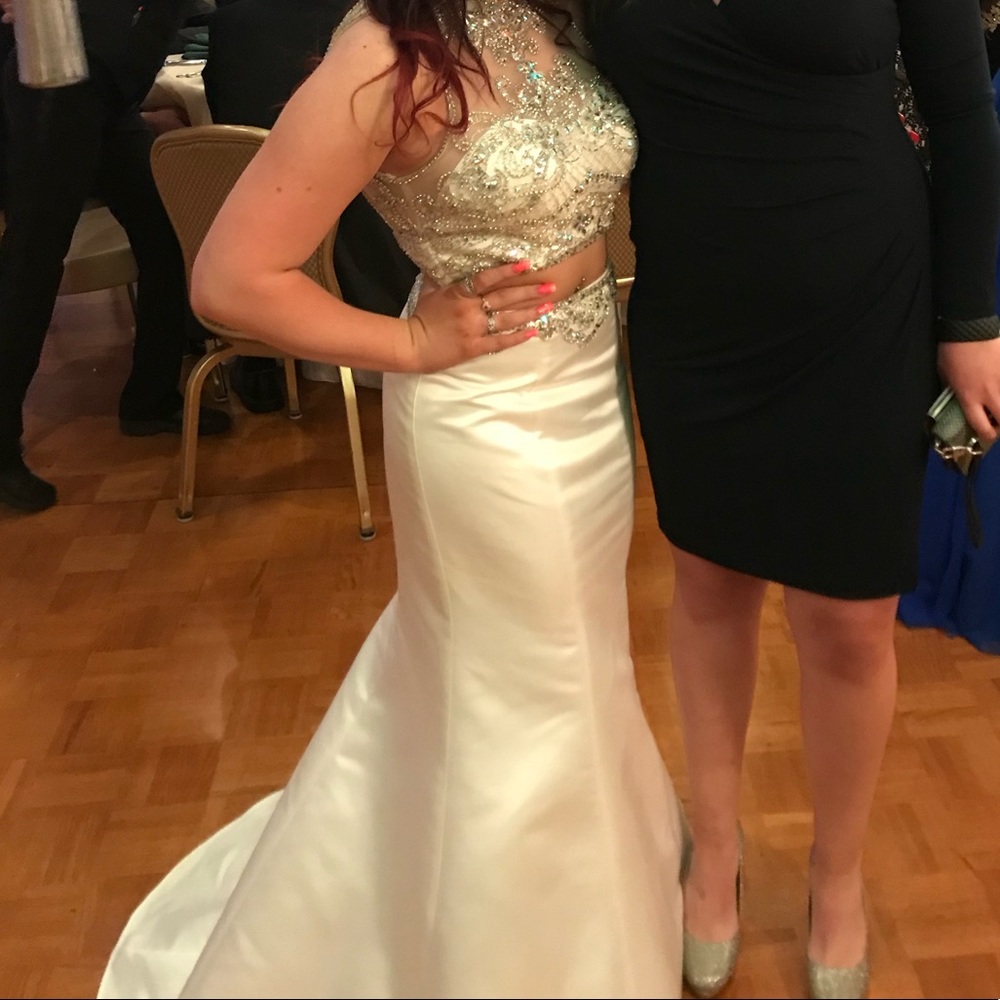 Two Piece White Giovanni Prom dress/gown
